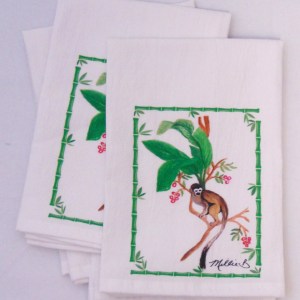 Limited Edition Watercolor Thailand White Flour Sack Napkins