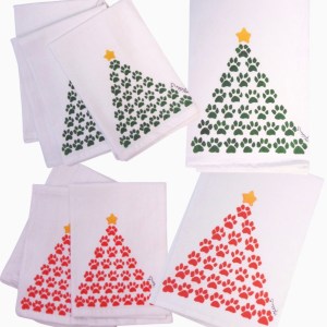 Alternative view of Limited Edition Watercolor Red Paw Tree Print White Flour Sack Towel