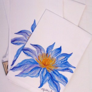Limited Edition Watercolor Water Lily White Flour Sack Napkins