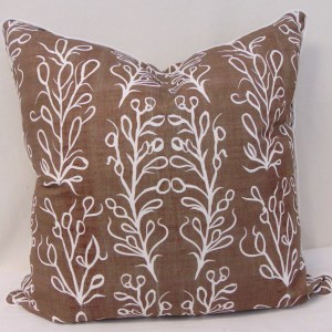 Limited Edition Coffee Modern Flora Pillow Cover With French Pleated Flange