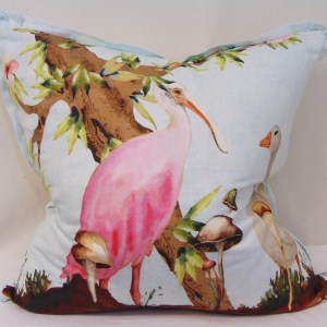 Limited Edition Spoonbill Chinoiserie Pillow Cover With French Pleated Flange