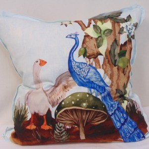 Limited Edition Peacock Chinoiserie Pillow Cover With French Pleated Flange