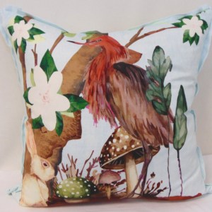 Limited Edition Reddish Egret Chinoiserie Pillow Cover With French Pleated Flange