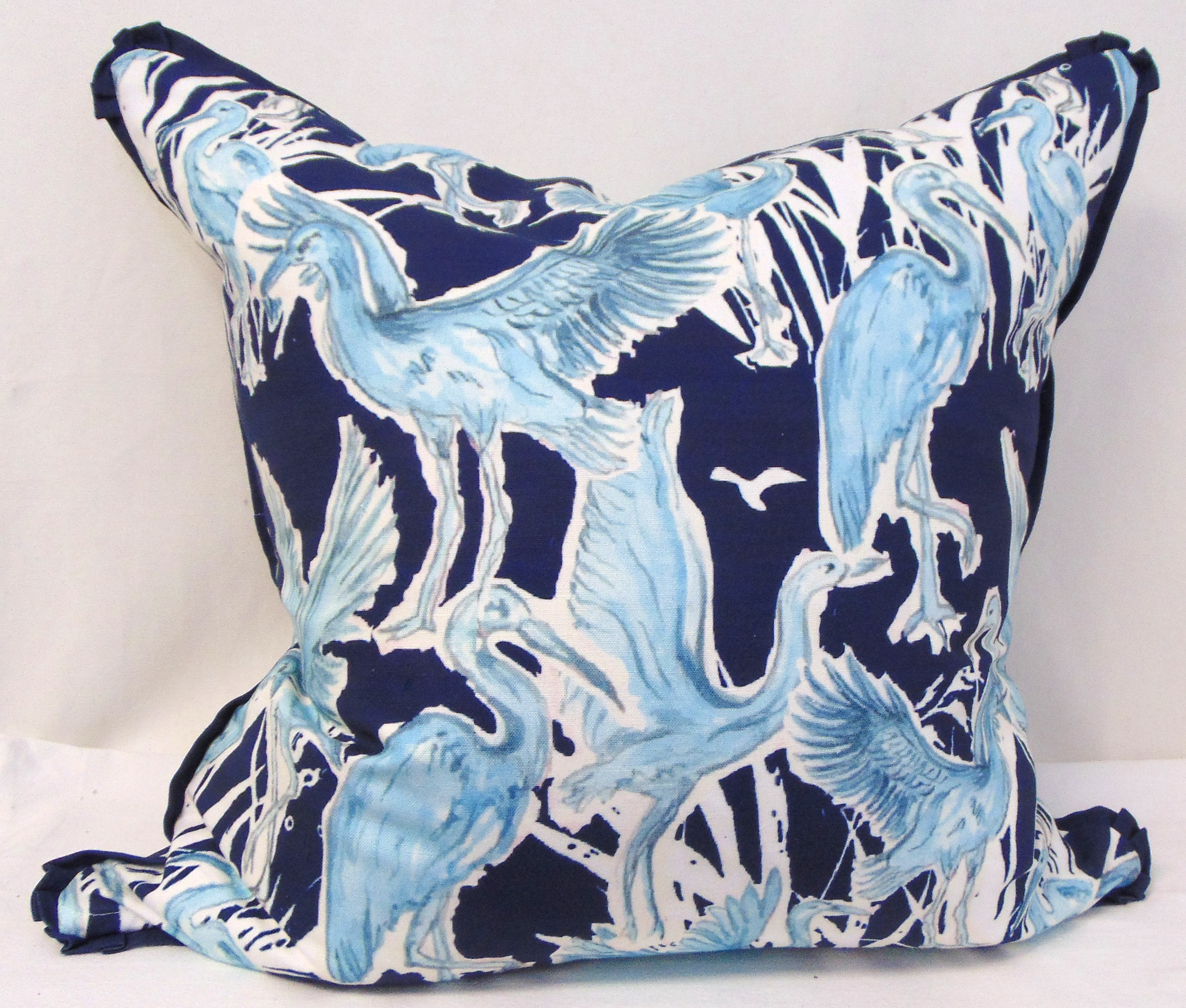 Limited Edition Navy Cranes Pillow Cover With French Pleated Flange (Copy) - Image 1